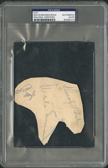 Willie Mays, Monte Irvin and Dusty Rhodes Signed Cut Album Page
